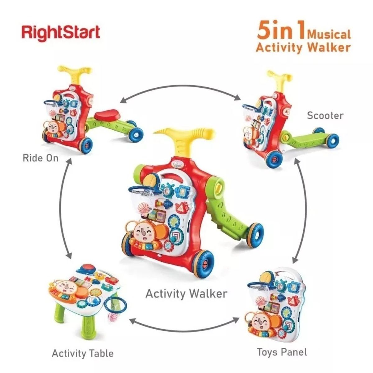 GENERICO - Caminador Andador Scooter Bebé Musical Multifuncional 5 En 1