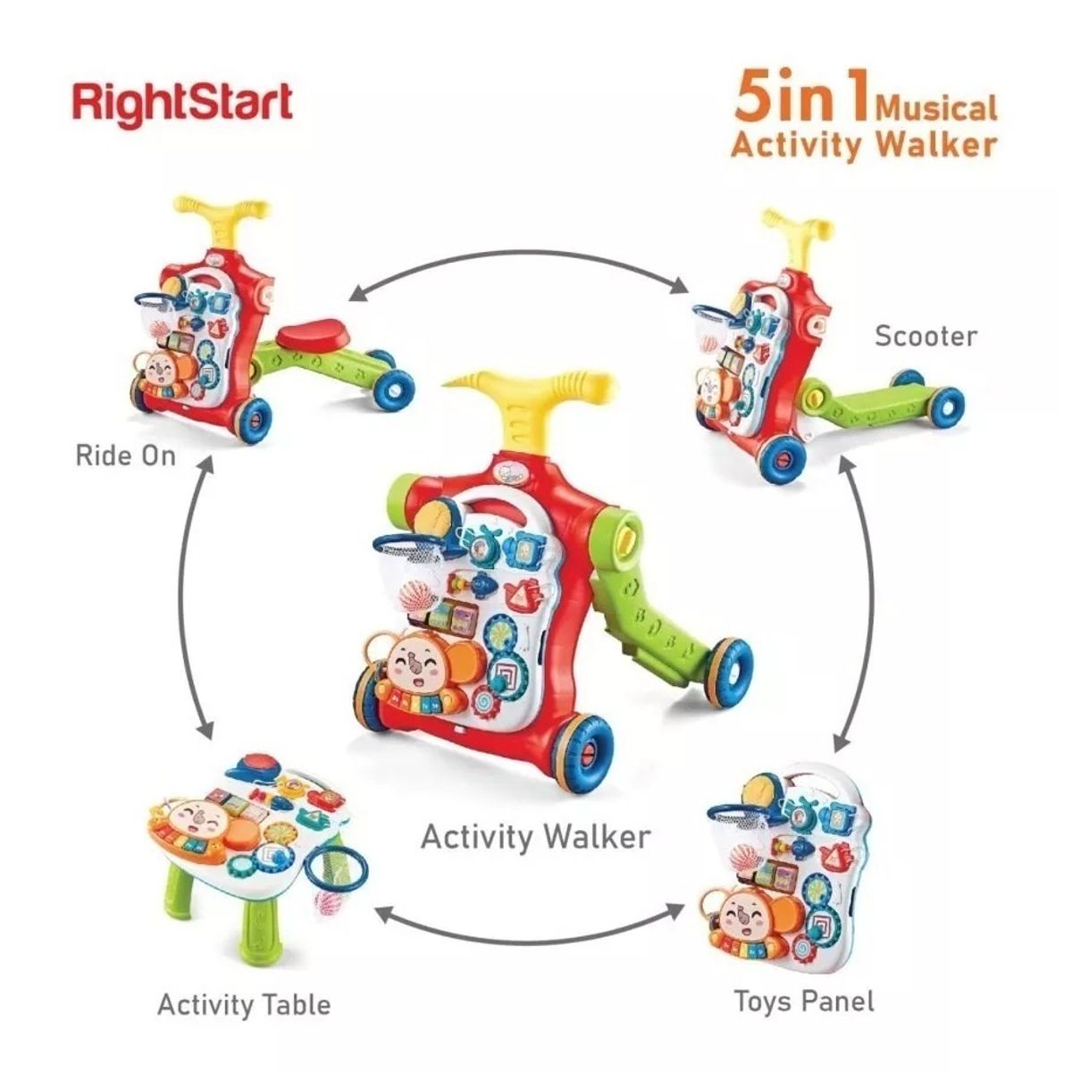 GENERICO - Caminador Andador Scooter Bebé Musical Multifuncional 5 En 1