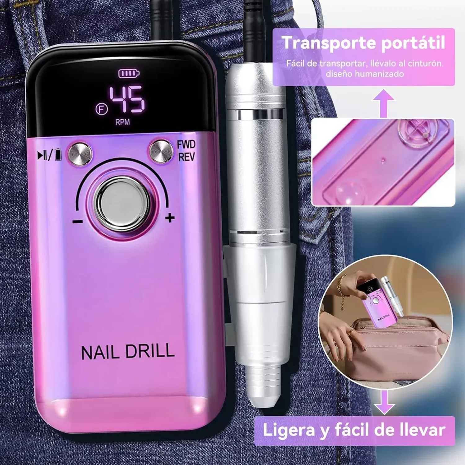 TNAKIEX Pulidor Esmeril Drill Para Uñas Profesional 45000 Rpm