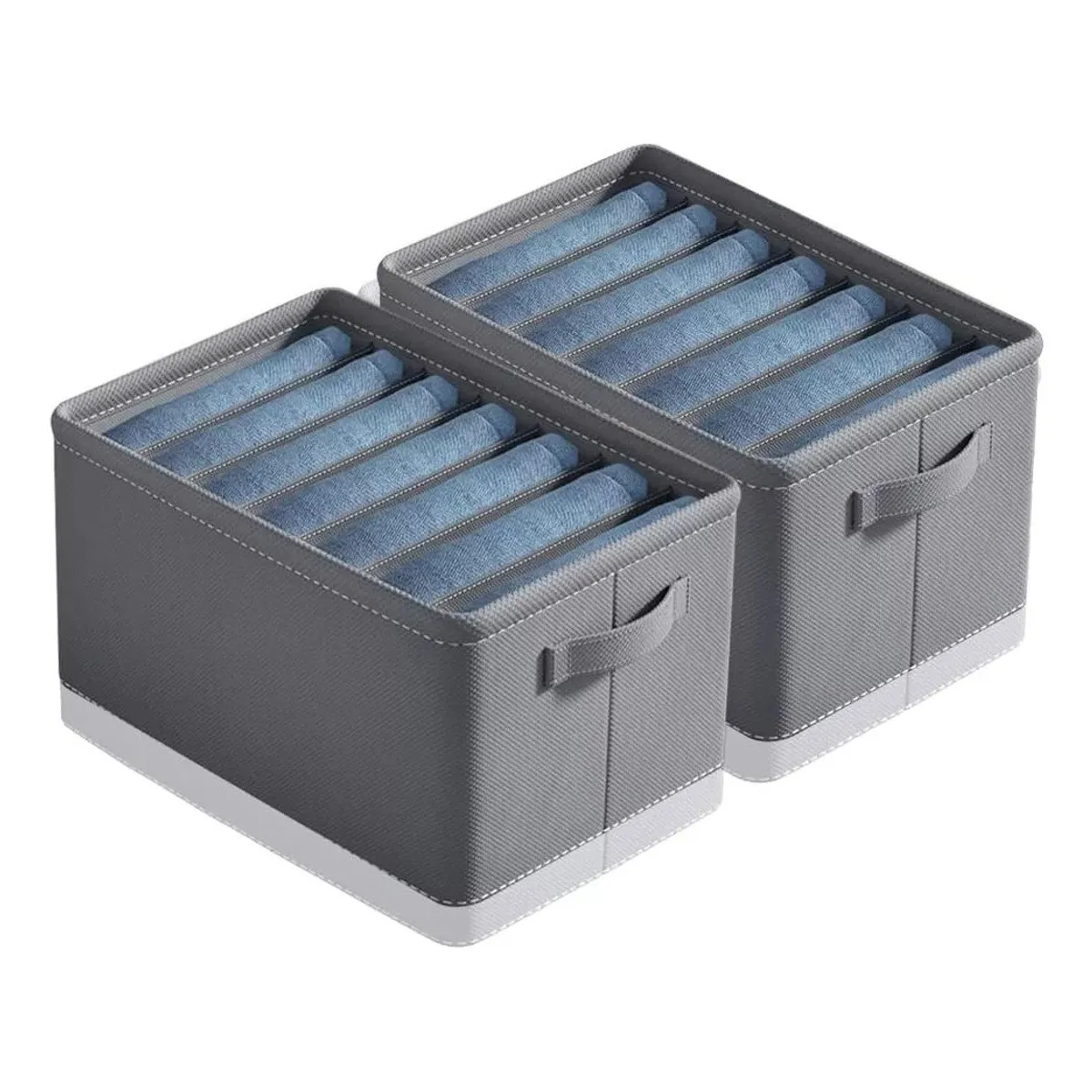 KUANGYE - Pack 2 Cajas De Almacenamiento Para Vaqueros Suéter Gris