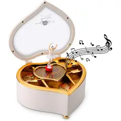 KUANGYE - Caja Joyero De Música Clásico Retro Corazón Musical