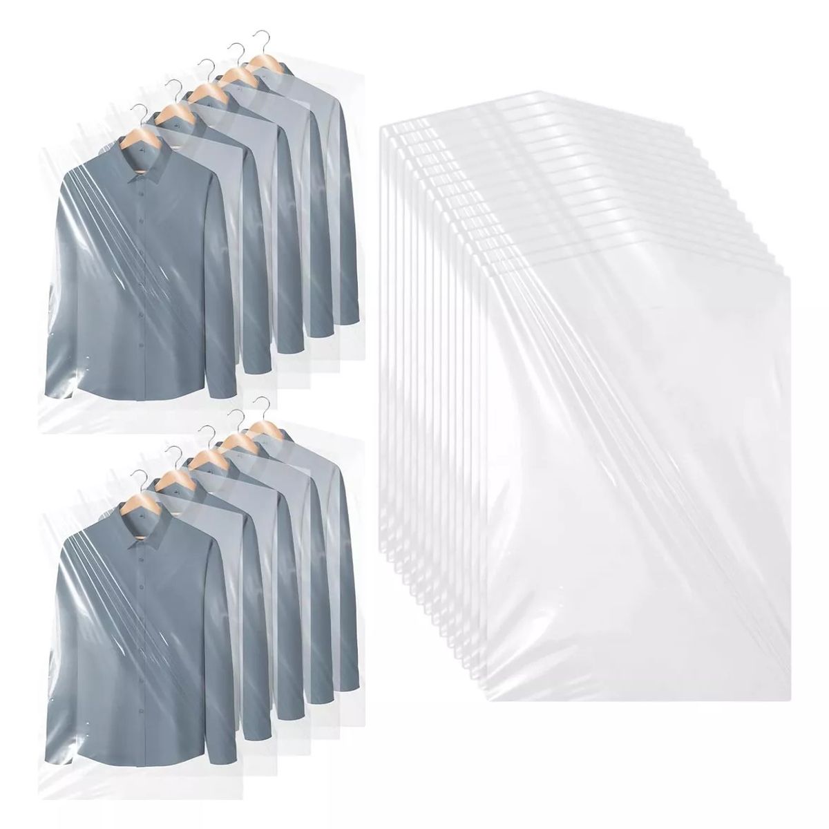 KUANGYE - 100 Bolsas Transparentes Fundas Para Ropa Trajes 60x90cm