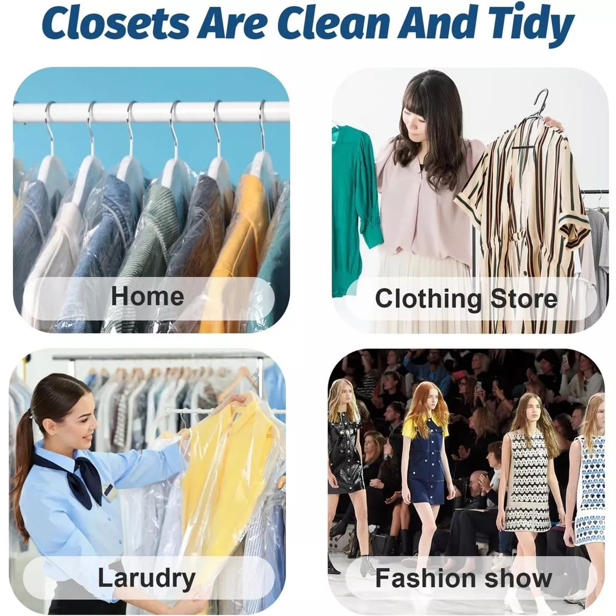 KUANGYE - 100 Bolsas Transparentes Fundas Para Ropa Trajes 60x90cm