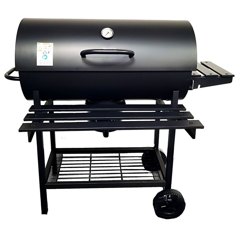 YOMYM - Parrilla a Carbón con Ruedas y 2 Bandejas laterales 106×86×119cm
