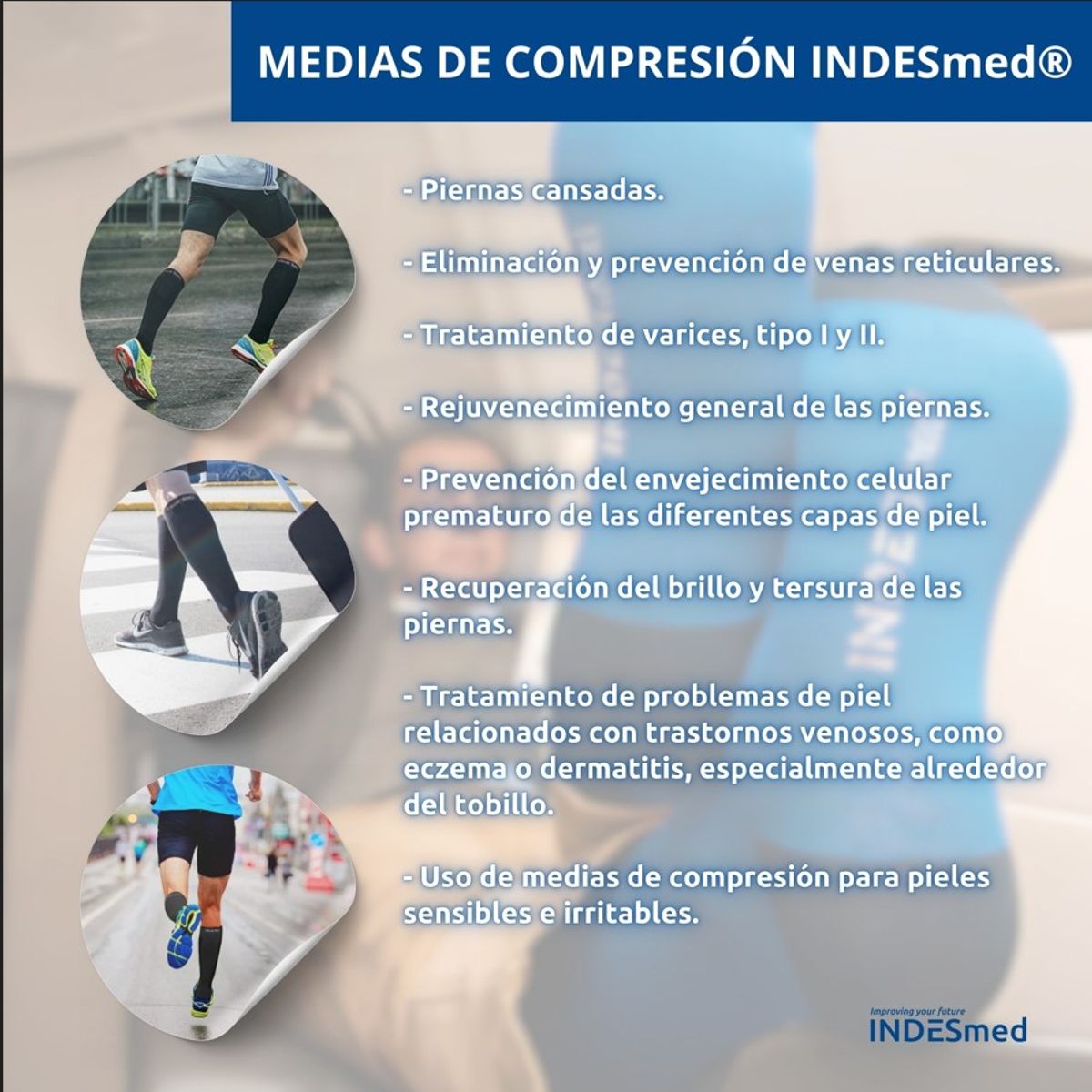 INDESMED - Medias De Compresión Bamboo Indesmed - Azul - Talla S
