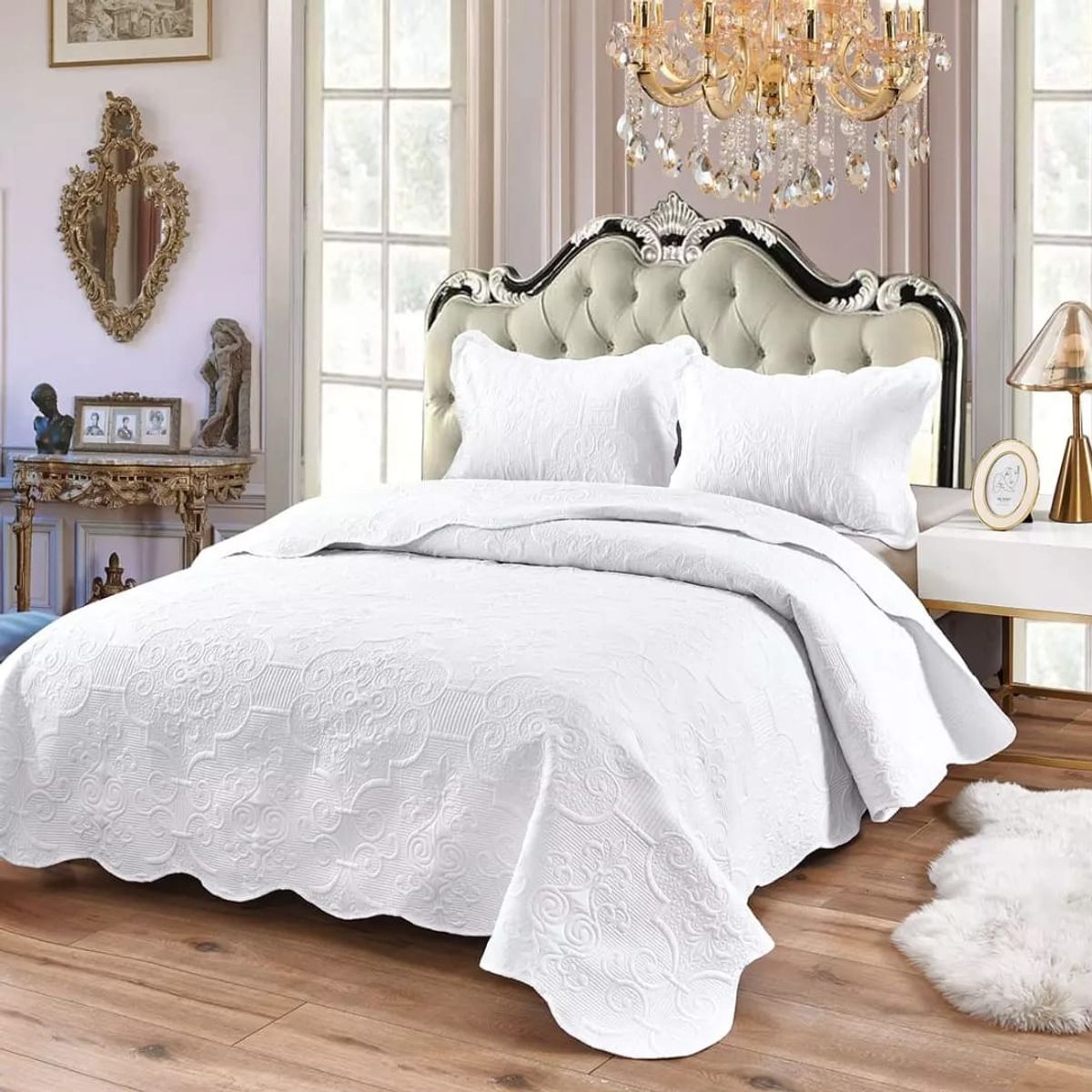 GENERICO - Quilt de Verano 2 plazas. Color Blanco Meipulis