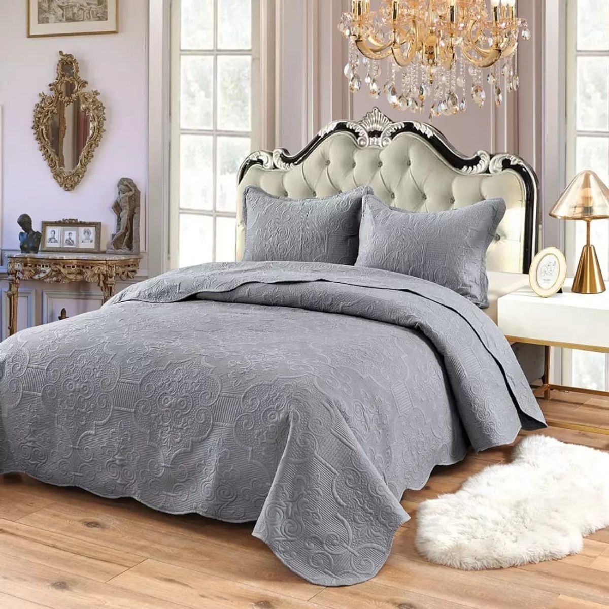 GENERICO - Quilt de Verano 2 plazas. Color Gris Meipulis