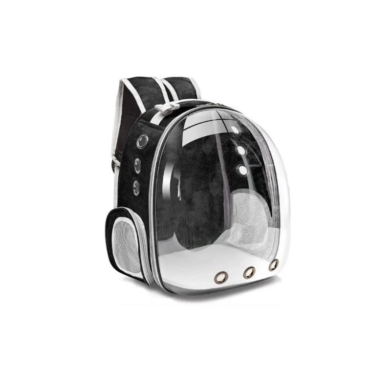 GENERICO - Mochila Bolso Transportes Transparente Mascotas Color Negro