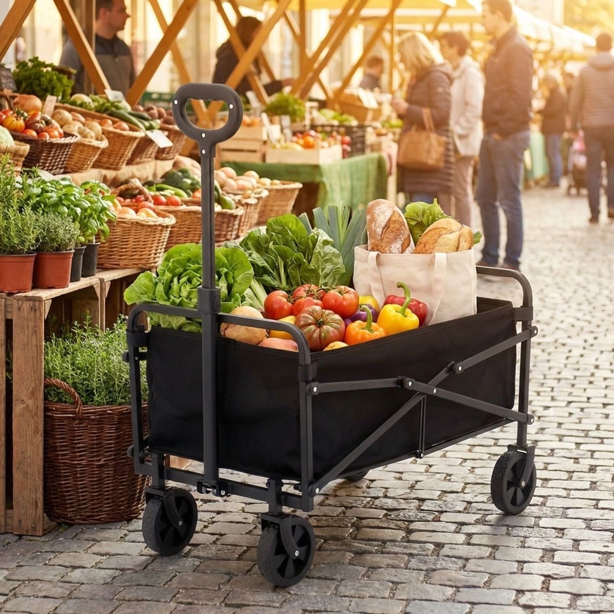 DOER - Carro para Compras Plegable Práctico y Resistente Negro