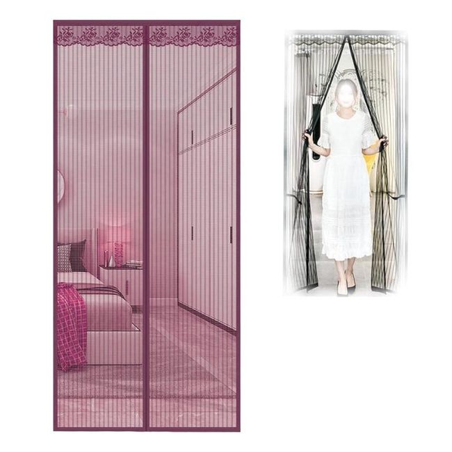 GENERICO - Malla Mosquitos Magnética Para Puertas y Ventanales 100x210 Cm Burdeo