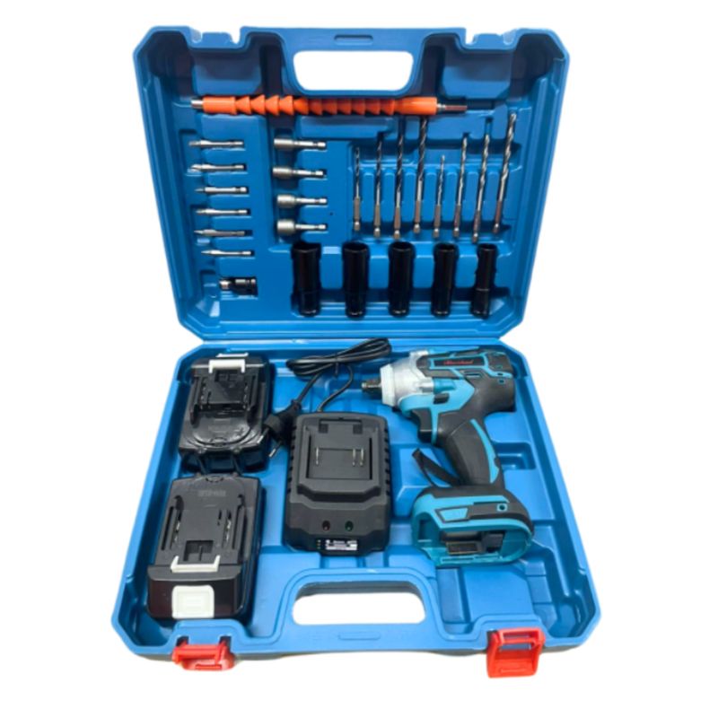 GENERICO - Llave de impacto azul con accesorios 128v