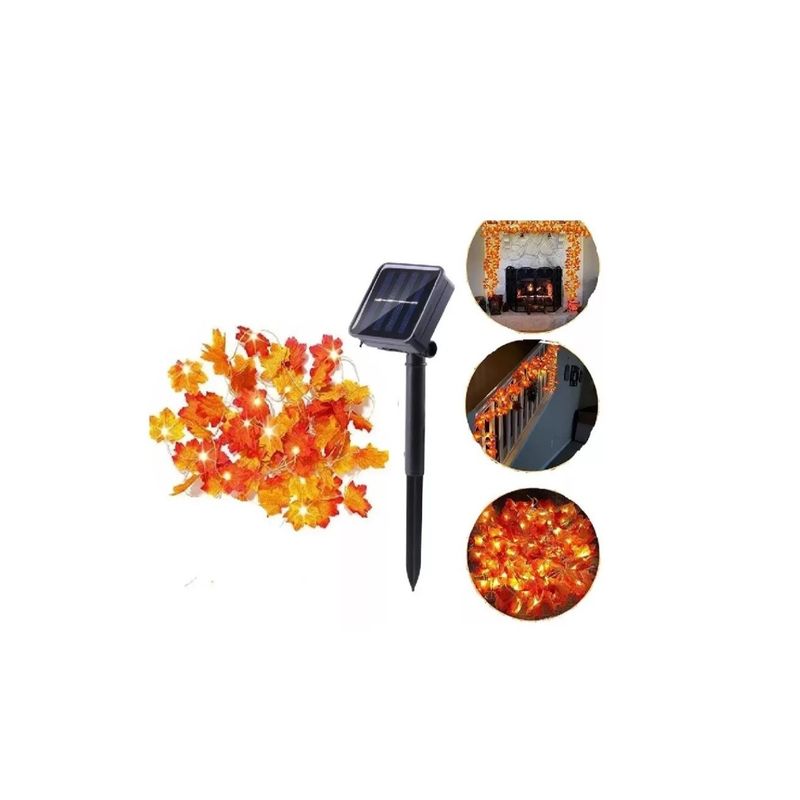GENERICO - Luces Solar Guirnalda Hoja 30 Led Luz Cálida Navidad Orange