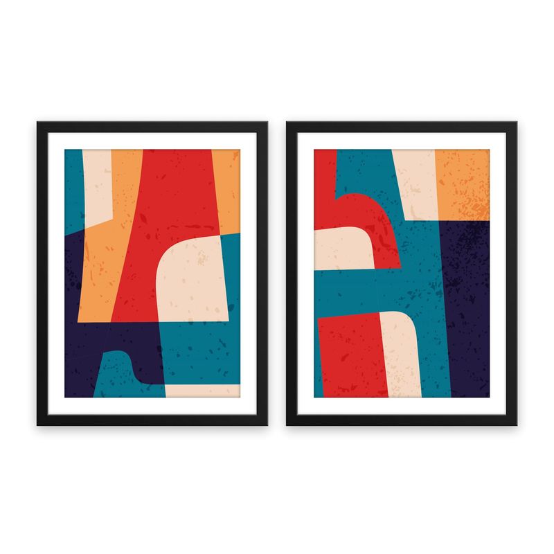 ALCUADRADO - Set Doble Cuadros Abstracto Formas Negro