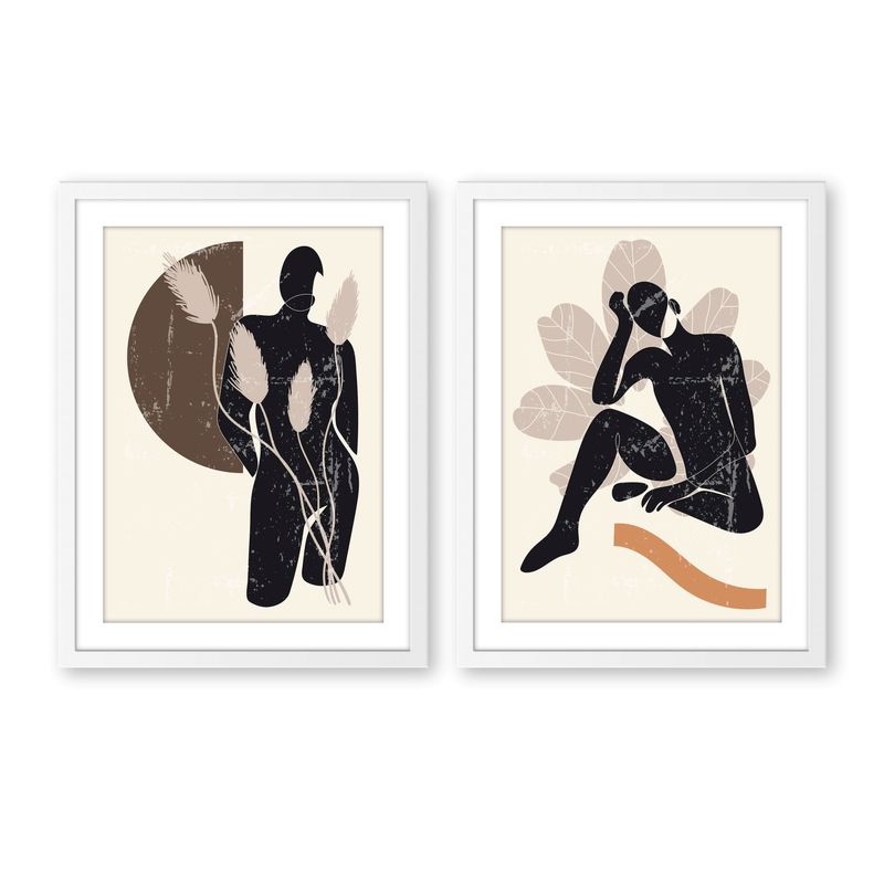 ALCUADRADO - Set Doble Cuadros Mujer Acostada Blanco