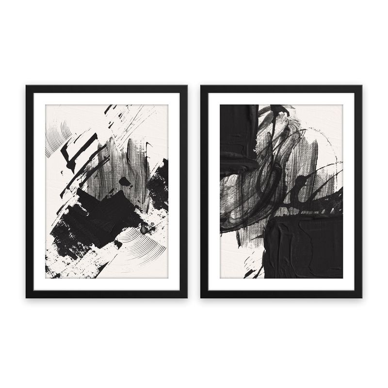 ALCUADRADO - Set Doble Cuadros Pintura Byn Negro