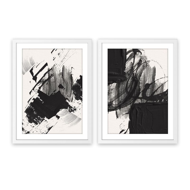 ALCUADRADO - Set Doble Cuadros Pintura Byn Blanco