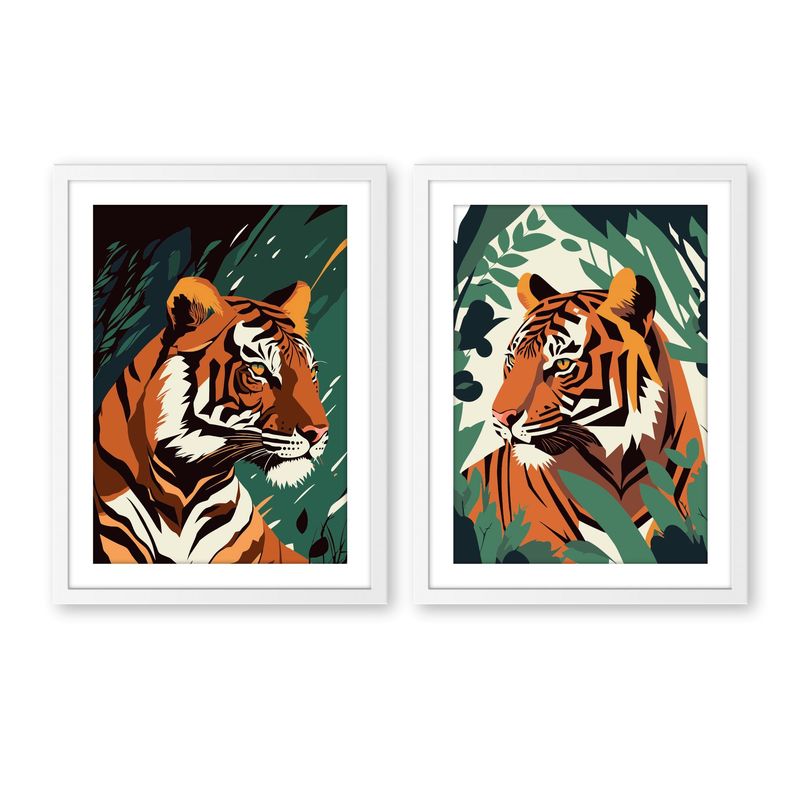 ALCUADRADO - Set doble Cuadros Tigre Selva Blanco