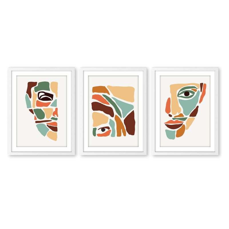 ALCUADRADO - Set triple Cuadros  Abs Mujer Pintura Blanco