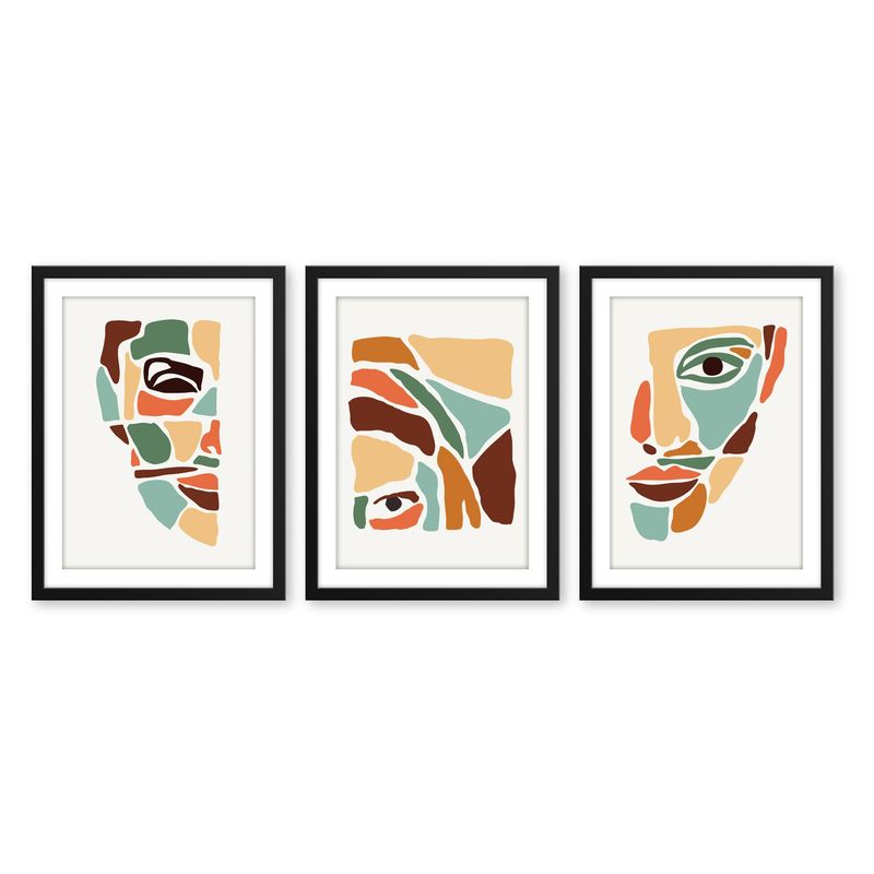 ALCUADRADO - Set triple Cuadros  Abs Mujer Pintura Negro