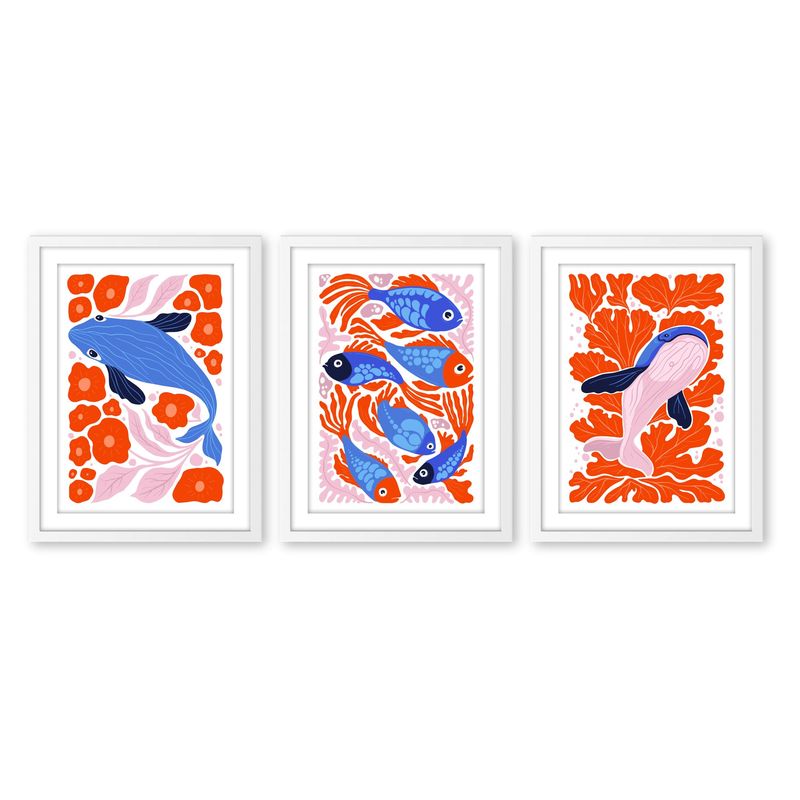 ALCUADRADO - Set Triple Cuadros Ballena Blanco