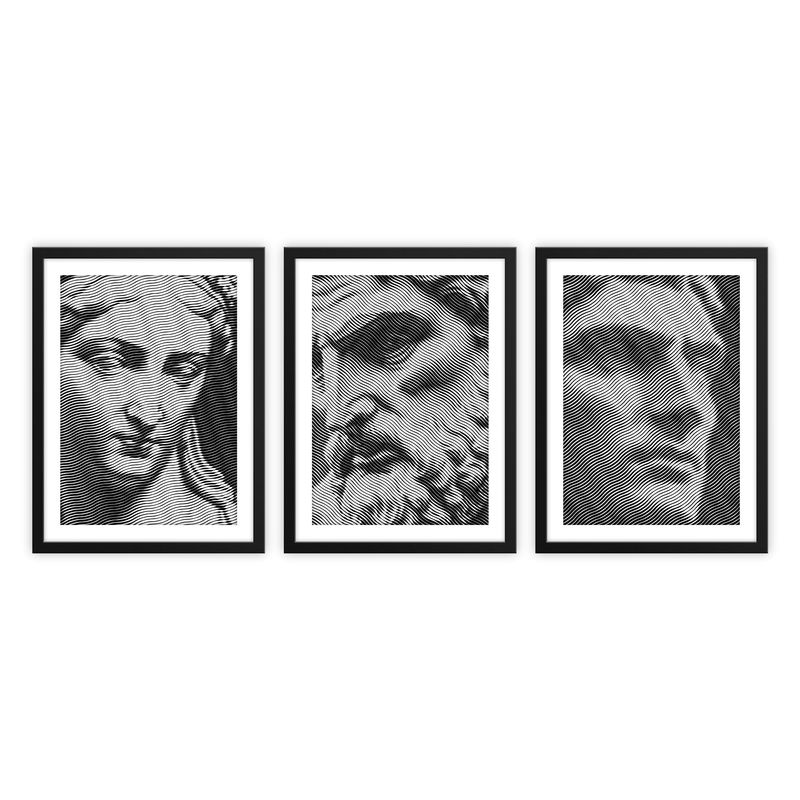 ALCUADRADO - Set Triple Cuadros Escultura Negro