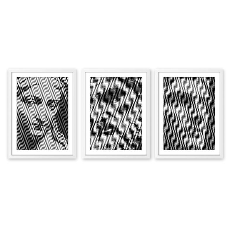ALCUADRADO - Set Triple Cuadros Escultura Blanco