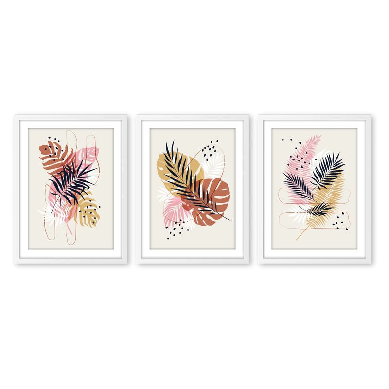 ALCUADRADO - Set Triple Cuadros Hojas Secas
