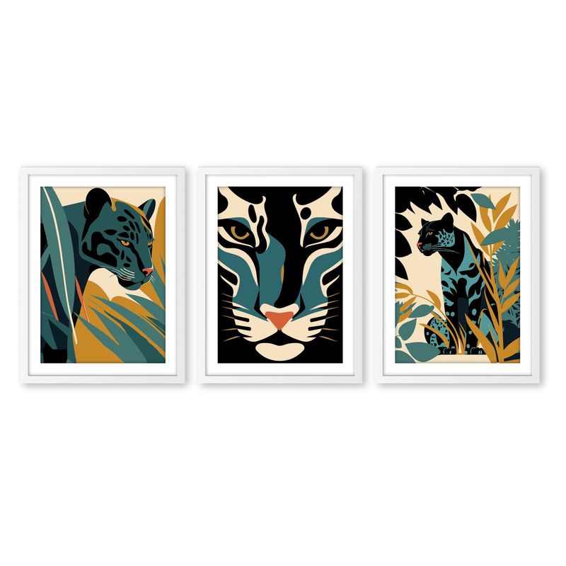 ALCUADRADO - Set Triple Cuadros Leopardo Selva