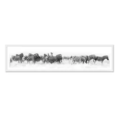 ALCUADRADO - Cuadro Mini Panoramico Manada Zebras Blanco