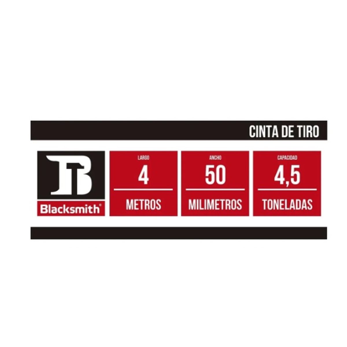 GENERICO - Cinta de Remolque Blacksmith 4m 4500kg con Ganchos