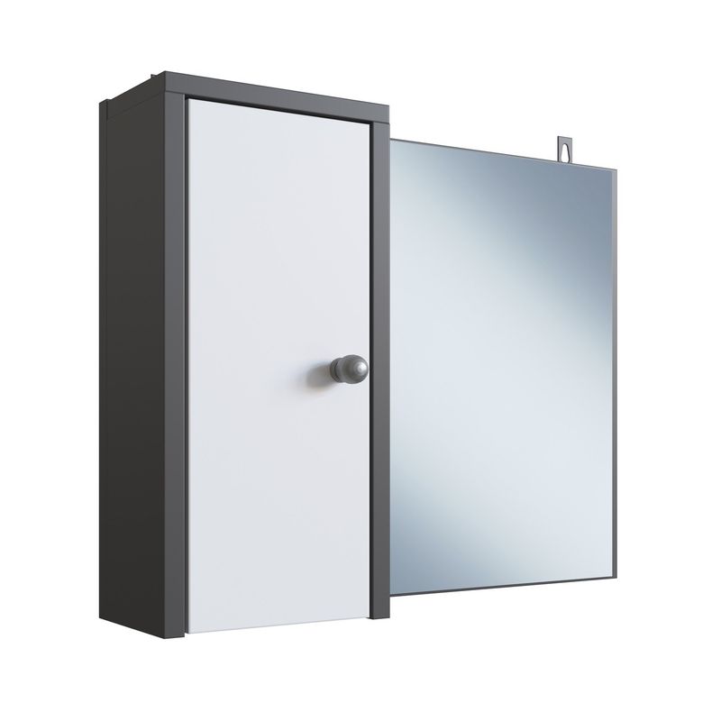 DF HOME - Gabinete de baño con espejo 1 puerta Gris Blanco LVA04.075