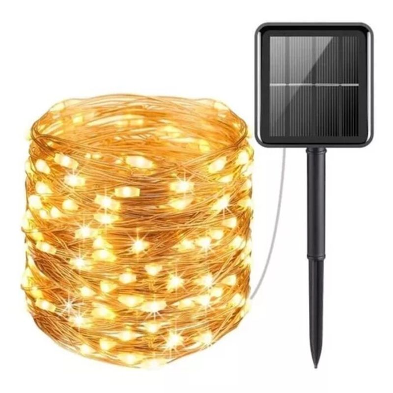 GENERICO - Luz Hada Carga Solar 100 Led / Luz Cálida Color De Las Luces