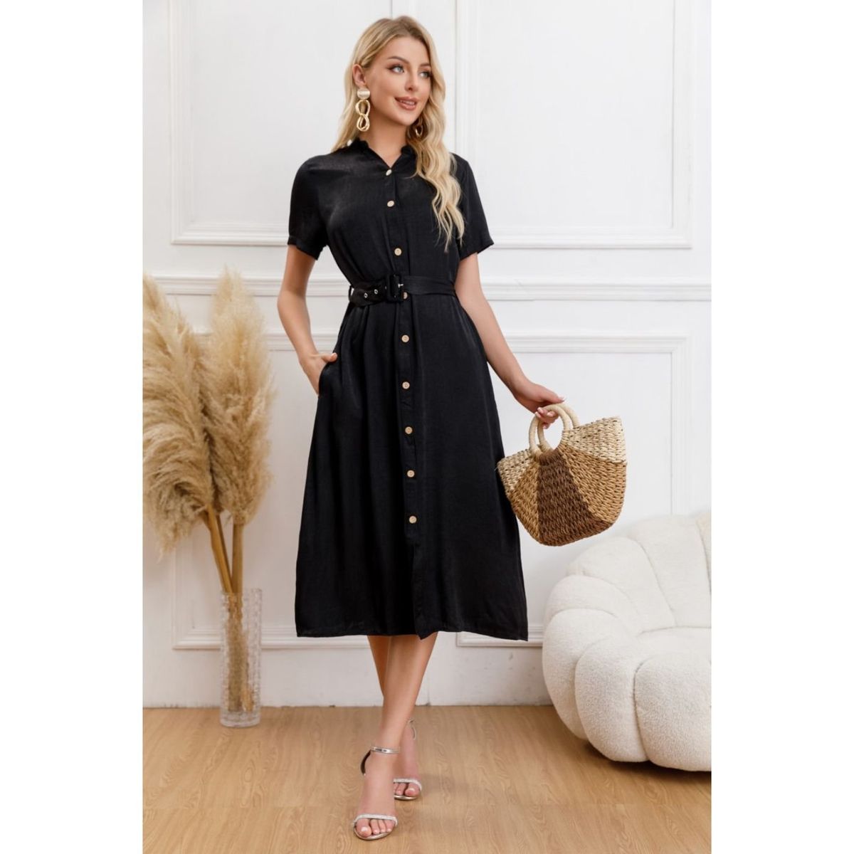 LIKE SHOP - Vestido Largo Primavera Mujer Semi Formal Casual Con Mangas Premium323