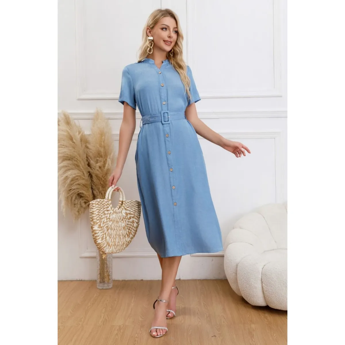 LIKE SHOP - Vestido Largo Primavera Mujer Semi Formal Casual Con Mangas Premium323