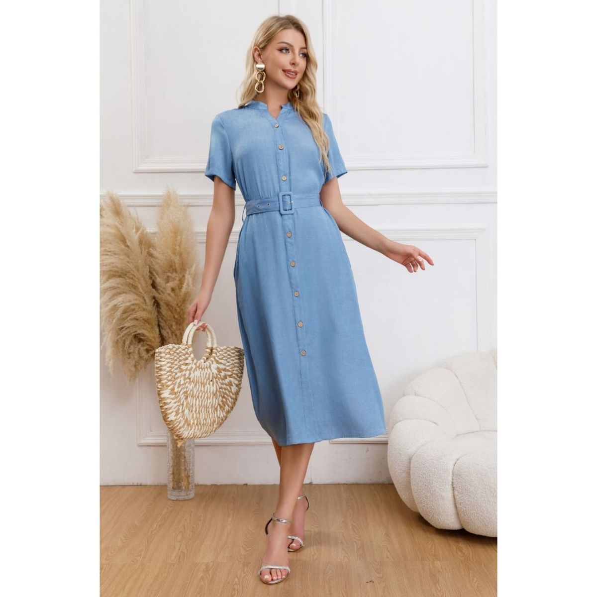 LIKE SHOP - Vestido Largo Primavera Mujer Semi Formal Casual Con Mangas Premium323