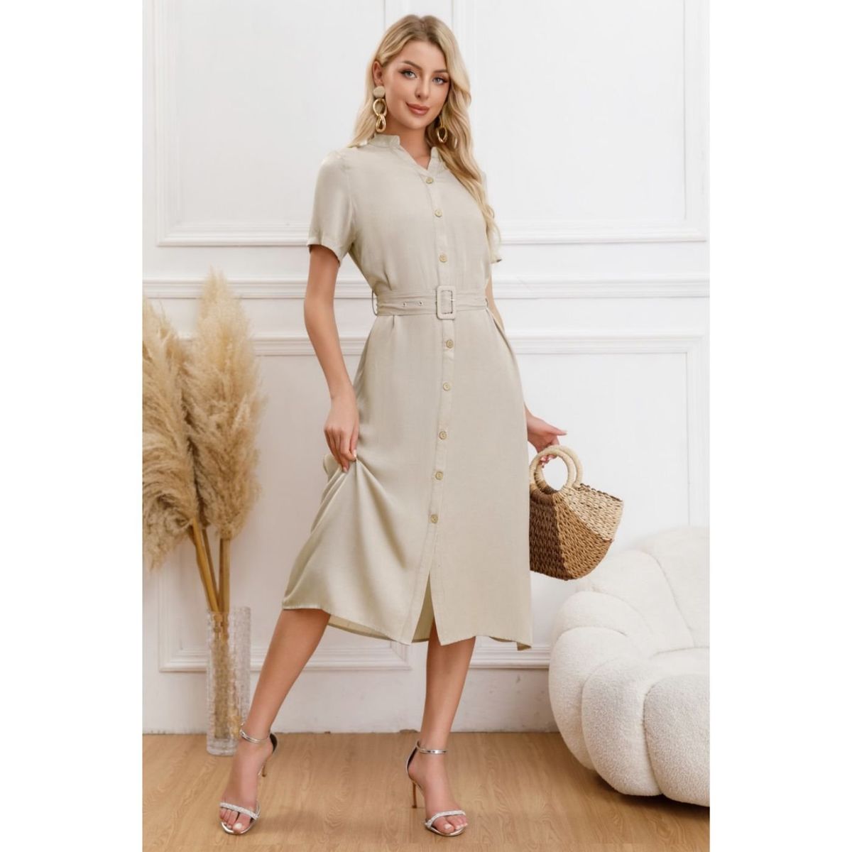 LIKE SHOP - Vestido Largo Primavera Mujer Semi Formal Casual Con Mangas Premium323