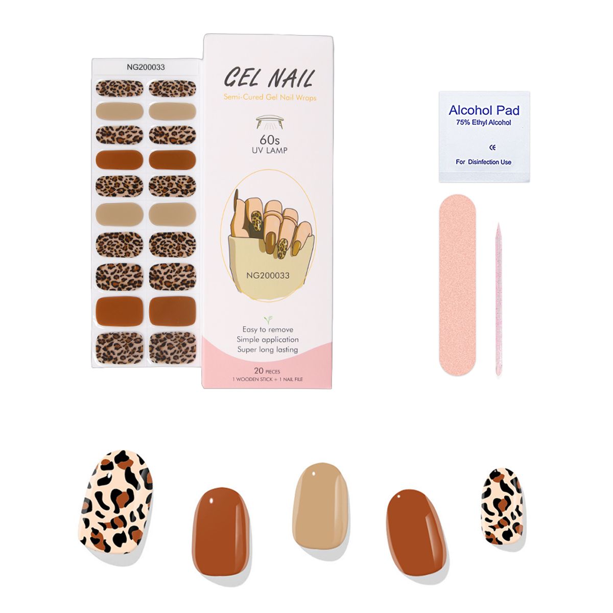 ATURE - Set 20 Pcs Uñas Postizas Nail Gel Para Lámpara Uv