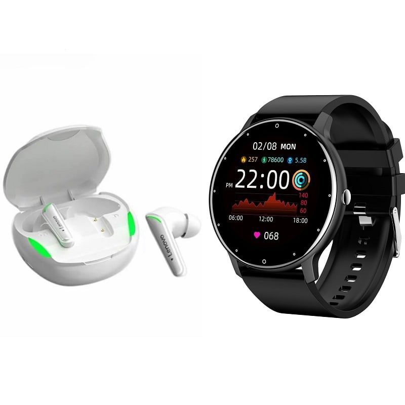 LENOVO - ZL02D reloj inteligente deportivo + combo Lenovo XT92 -Negro