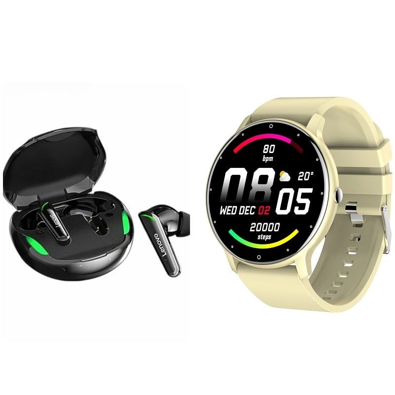 LENOVO - ZL02D reloj inteligente deportivo + combo Lenovo XT92 -Amarillo