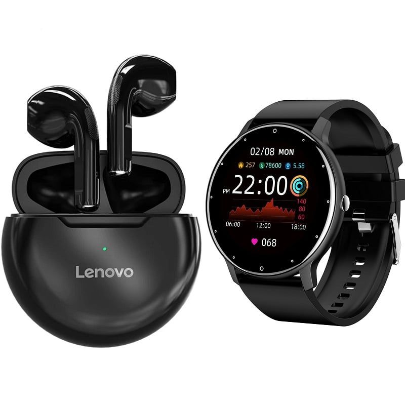 LENOVO - ZL02D reloj inteligente deportivo + combo Lenovo HT38-Negro