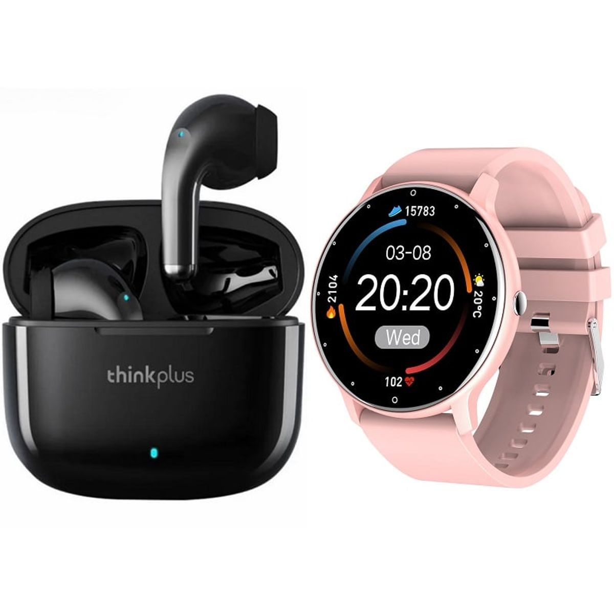 LENOVO - ZL02D reloj inteligente deportivo + combo Lenovo LP40 Pro-Rosa
