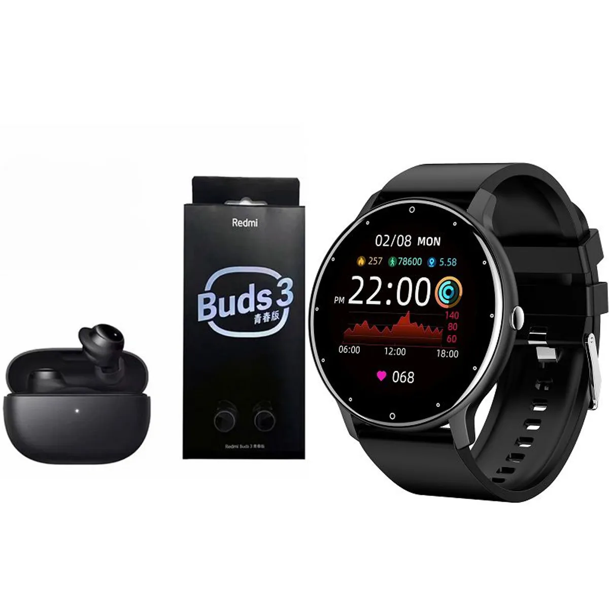 XIAOMI - ZL02D reloj inteligente deportivo+combo XIAOMI RedMi Buds3Lite-Negro