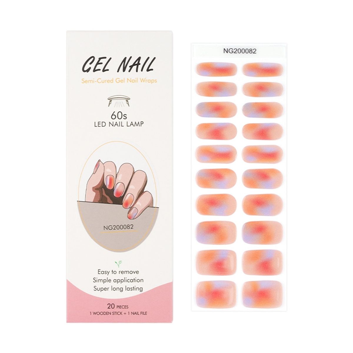 ATURE - Set 20 Pcs Uñas Postizas Nail Gel Para Lámpara Uv