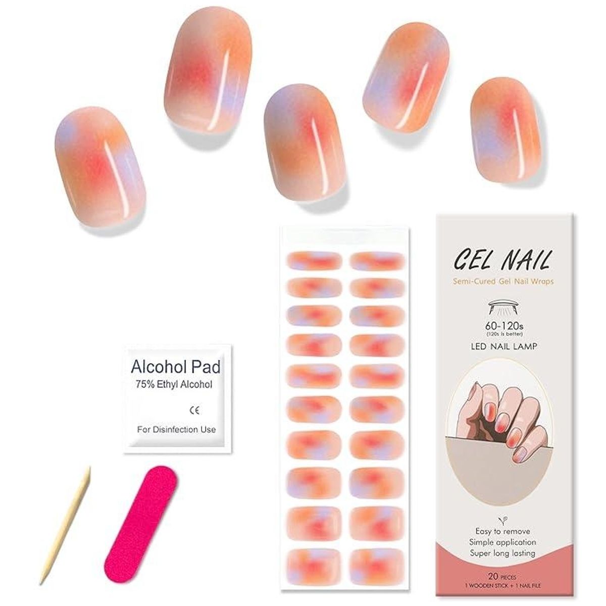 ATURE - Set 20 Pcs Uñas Postizas Nail Gel Para Lámpara Uv