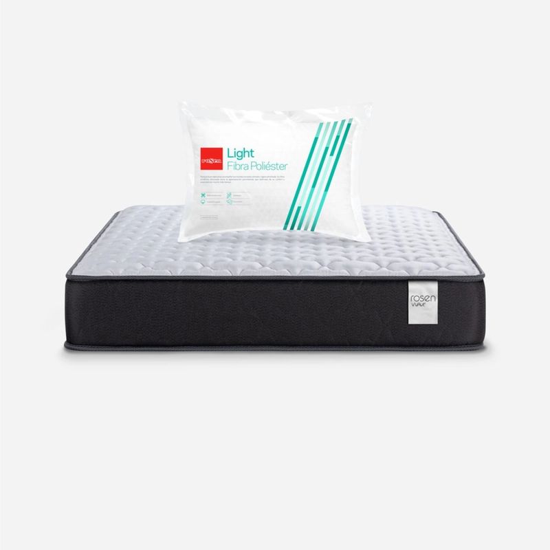 ROSEN - Colchón Wave 1 Plaza 90x190 cm + Almohada Fibra Light