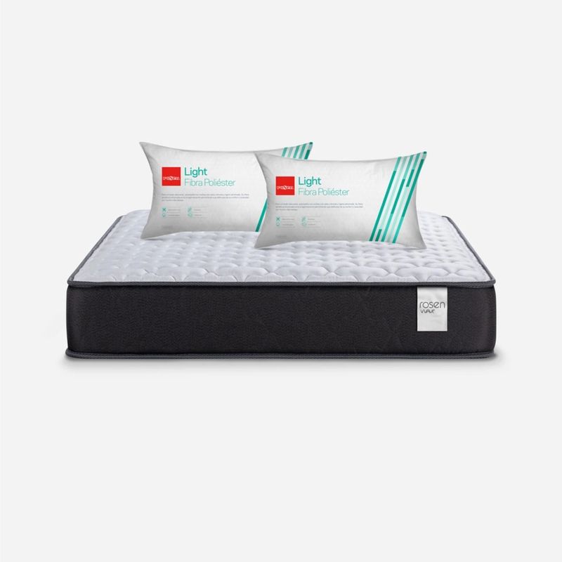 ROSEN - Colchón Wave 2 Plazas 150x190 cm + Almohadas Fibra Light