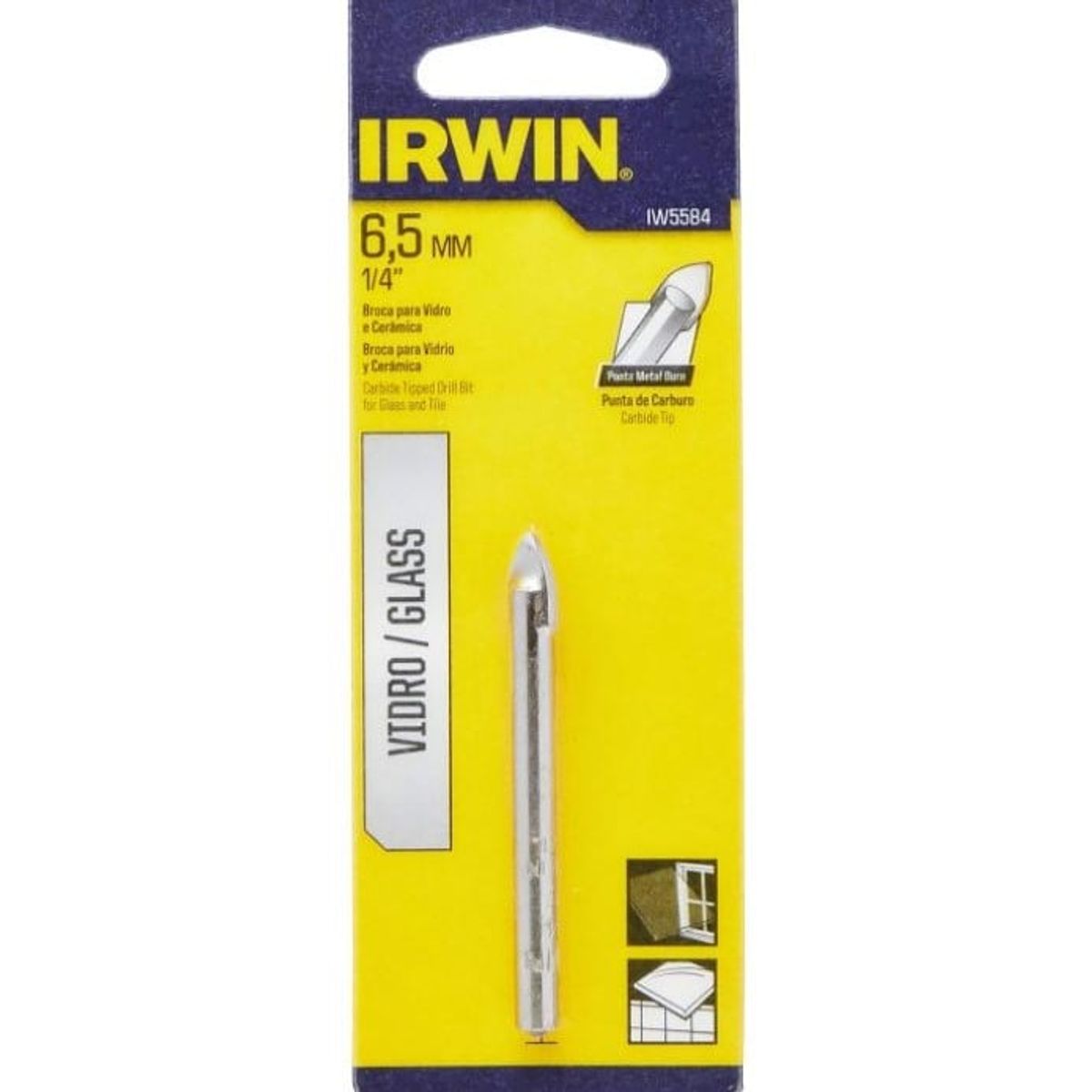 IRWIN - Broca para vidrio 6.5 x 65mm 1/4" IRWIN IW5584