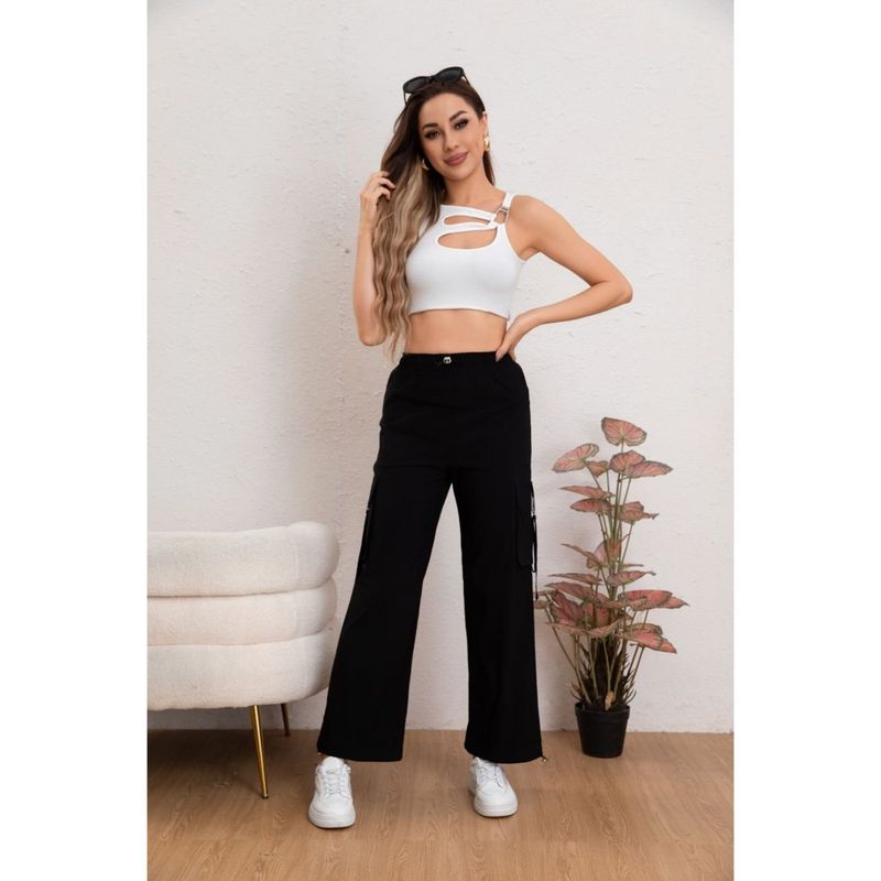 MPROPIA - Pantalon Mujer Cargo Recto Ancho Tendencia 106