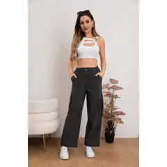 LIKE SHOP - Pantalon Mujer Cargo Recto Ancho Tendencia 0106