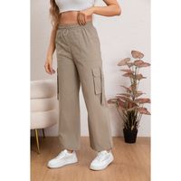 Pantalon Mujer Cargo Recto Ancho Tendencia 0106